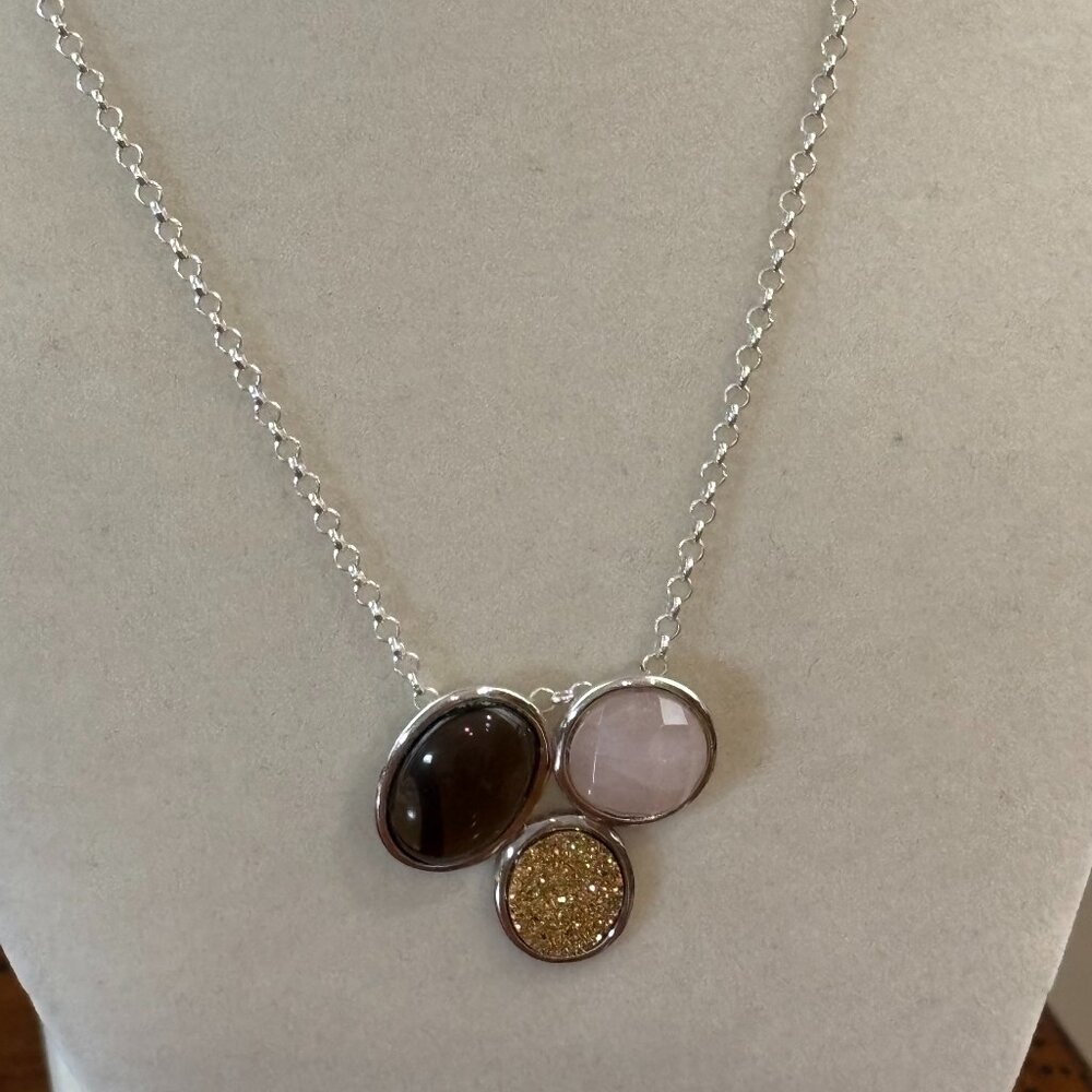 ITAOR Italy Sterling Silver Multi Gemstone Pendant